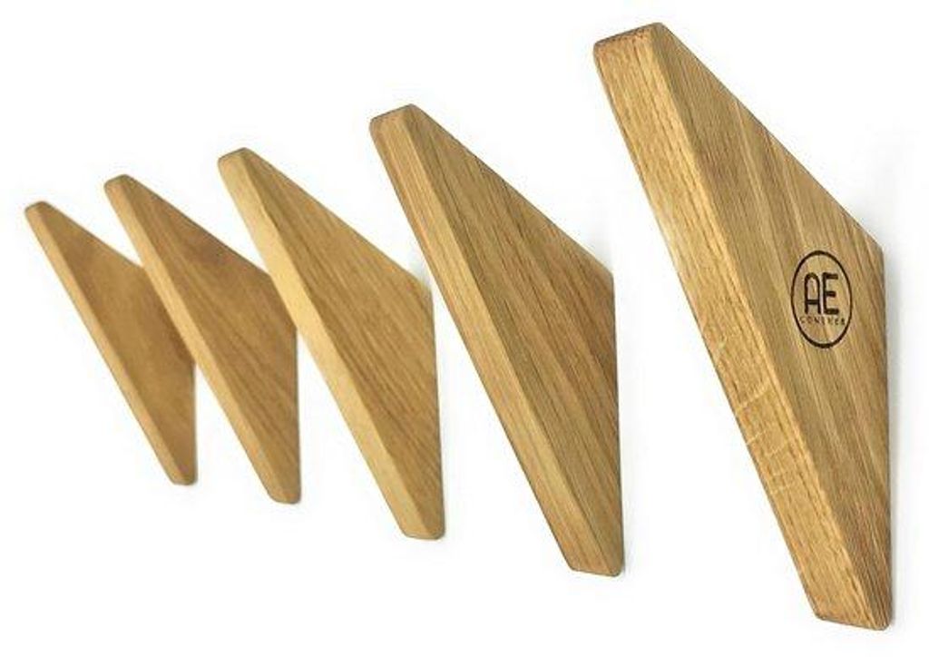 Eichenholz Wandhaken Set von 5 Stück Vintage Holzhaken