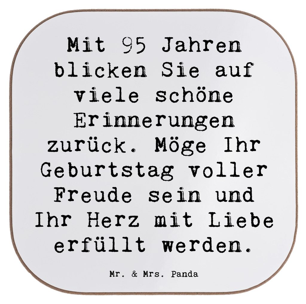 Mr. & Mrs. Panda Untersetzer Glas Spruch 95. Geburtstag Erinnerungen - Weiß - Geschenk, Gläser, weinglasuntersetzer, persönliche Geschenke, Glü...