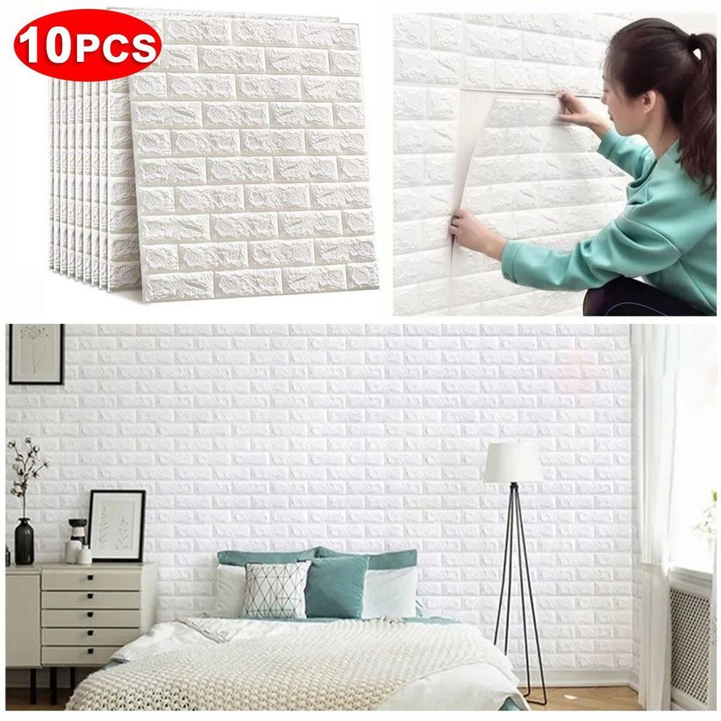 3D Ziegel Wand Aufkleber DIY Decor Selbst-Adhesive Wasserdichte Tapete Für Kinderzimmer Schlafzimmer 3D Wand Aufkleber Ziege, 35 * 38,5 * 5 mm