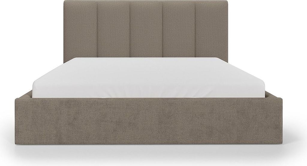 Bett mit Stauraum 200 x 200 cm mit Kopfteil mit vertikalen Nähten – Stoff – Taupe – KILACLO