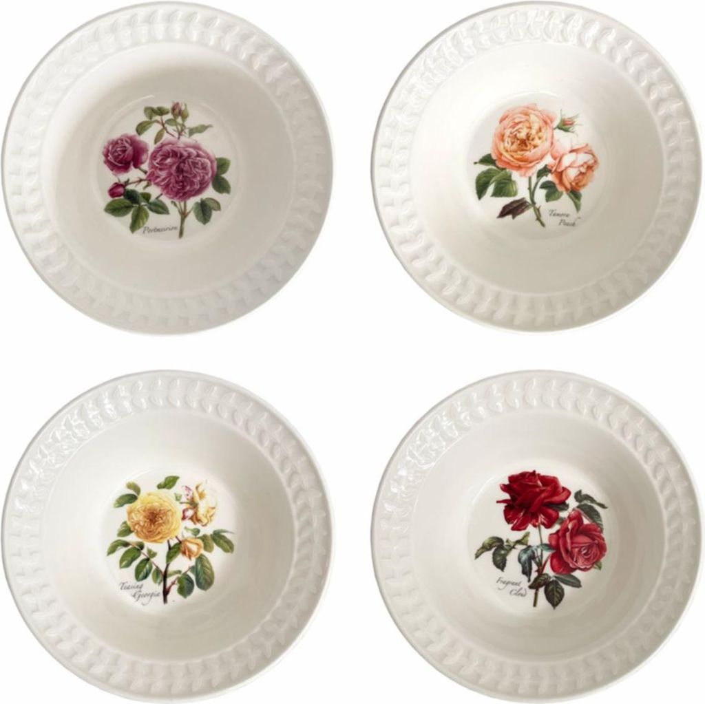 Portmeirion Keramik Schalen 4er Set Botanic Roses Embossed