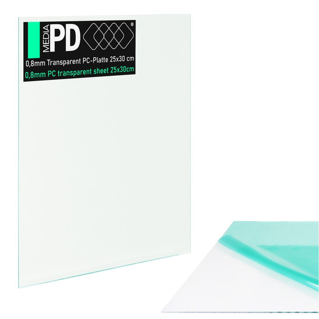 Polycarbonat Platte 25x30 cm 0,8 mm Transparent PC Folie Produktbild 