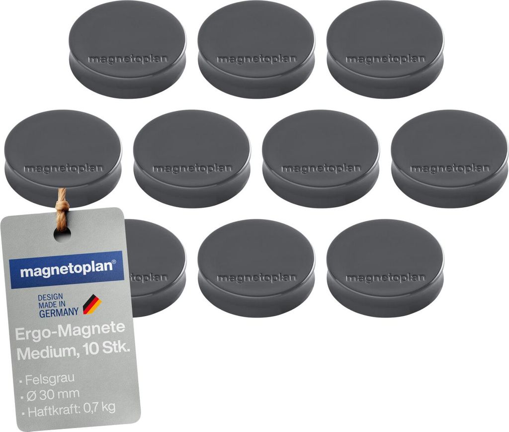 Magnetoplan Ergo medium Magnete Felsgrau 30mm 10St