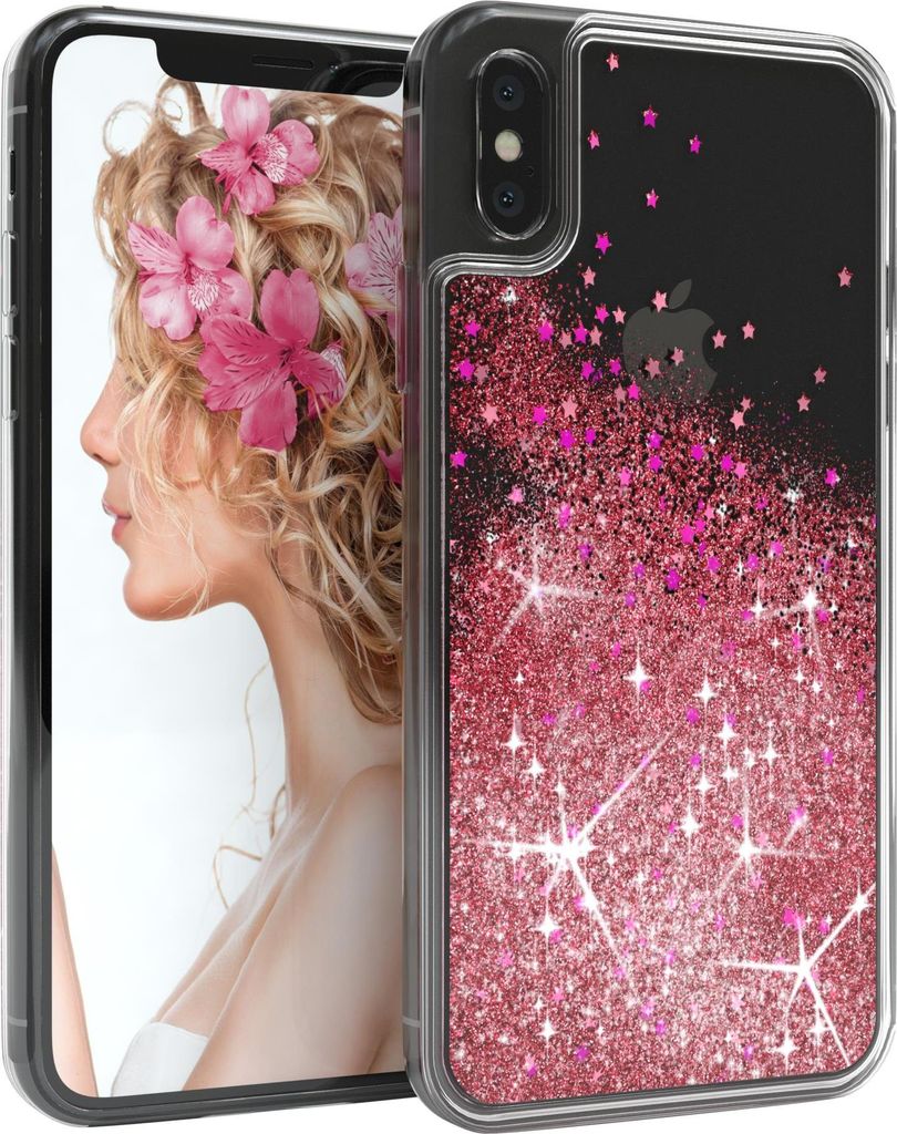EAZY CASE - Glitzer Hülle kompatibel mit Apple iPhone X / XS Glitzer Schutzhülle, Soft Case, Backcover Transparent mit Motiv