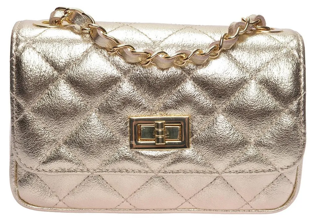Sac en cuir doré Luisa Vannini SS26 avec bandoulière ajustable