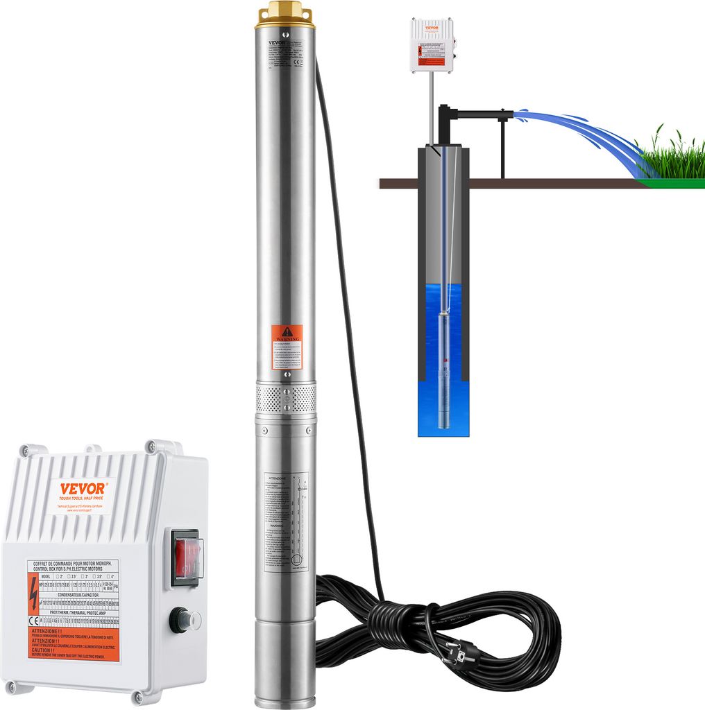 Pompa sommergibile per pozzi profondi VEVOR, 1500 W, 230 V, Immagine del prodotto 