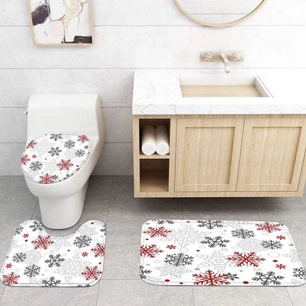 Accessoires de salle de bain Noël 4 pièces pour décoration de fête