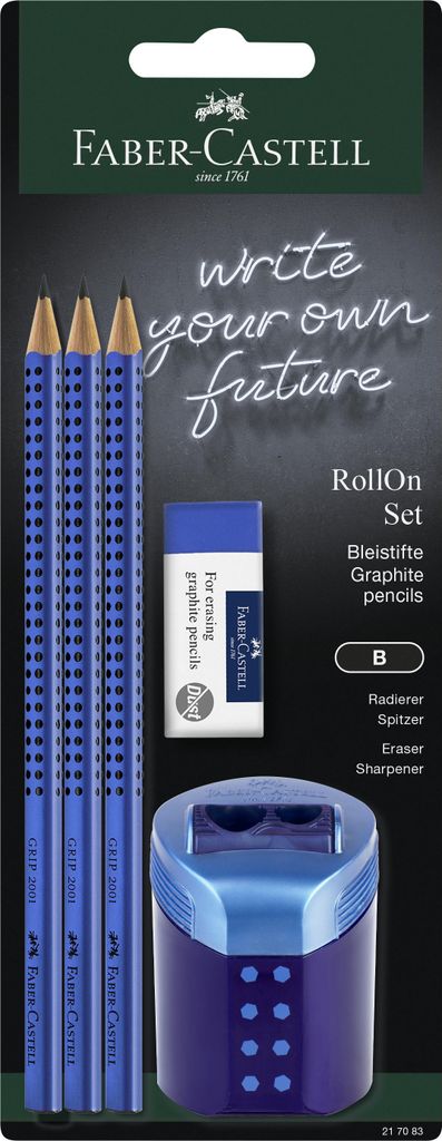 Faber Castell Bleistift Grip 2001 B blue Rad+Spitzer Produktbild 