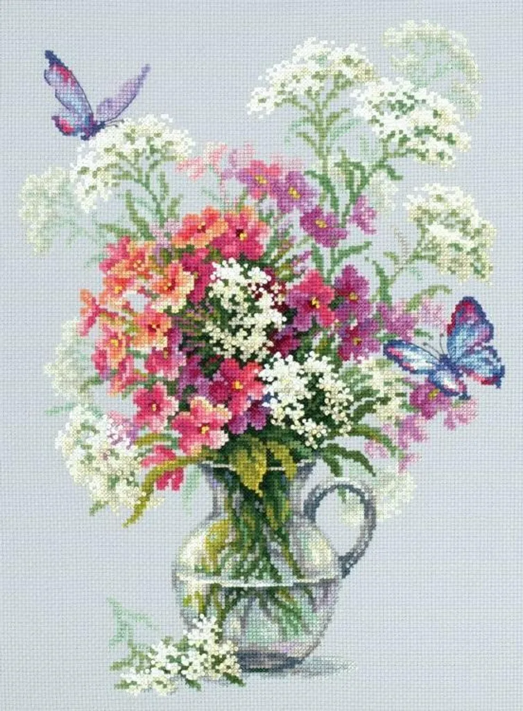 Kit Point de Croix Phlox et Achillée Magic Needle Zweigart 24x33cm