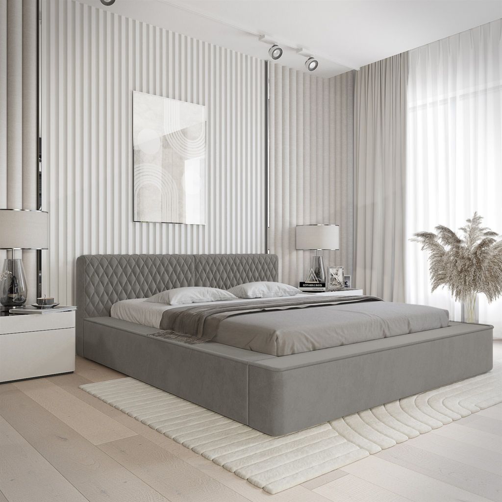 Polsterbett Doppelbett NORFOLK 180x200cm in Stoff Ditra Grau