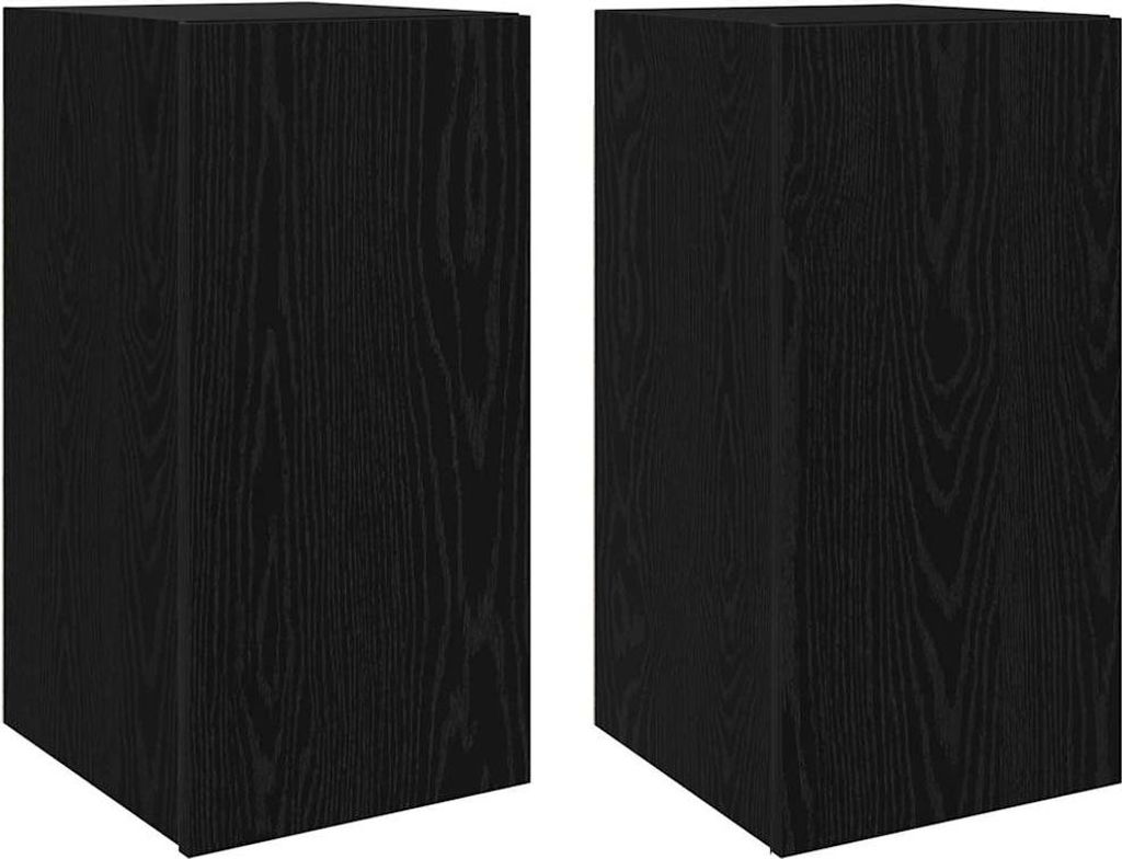Wand-TV-Schrank 2 pcs Schwarz Eichen-Optik 30,5 x 30 x 60 cm