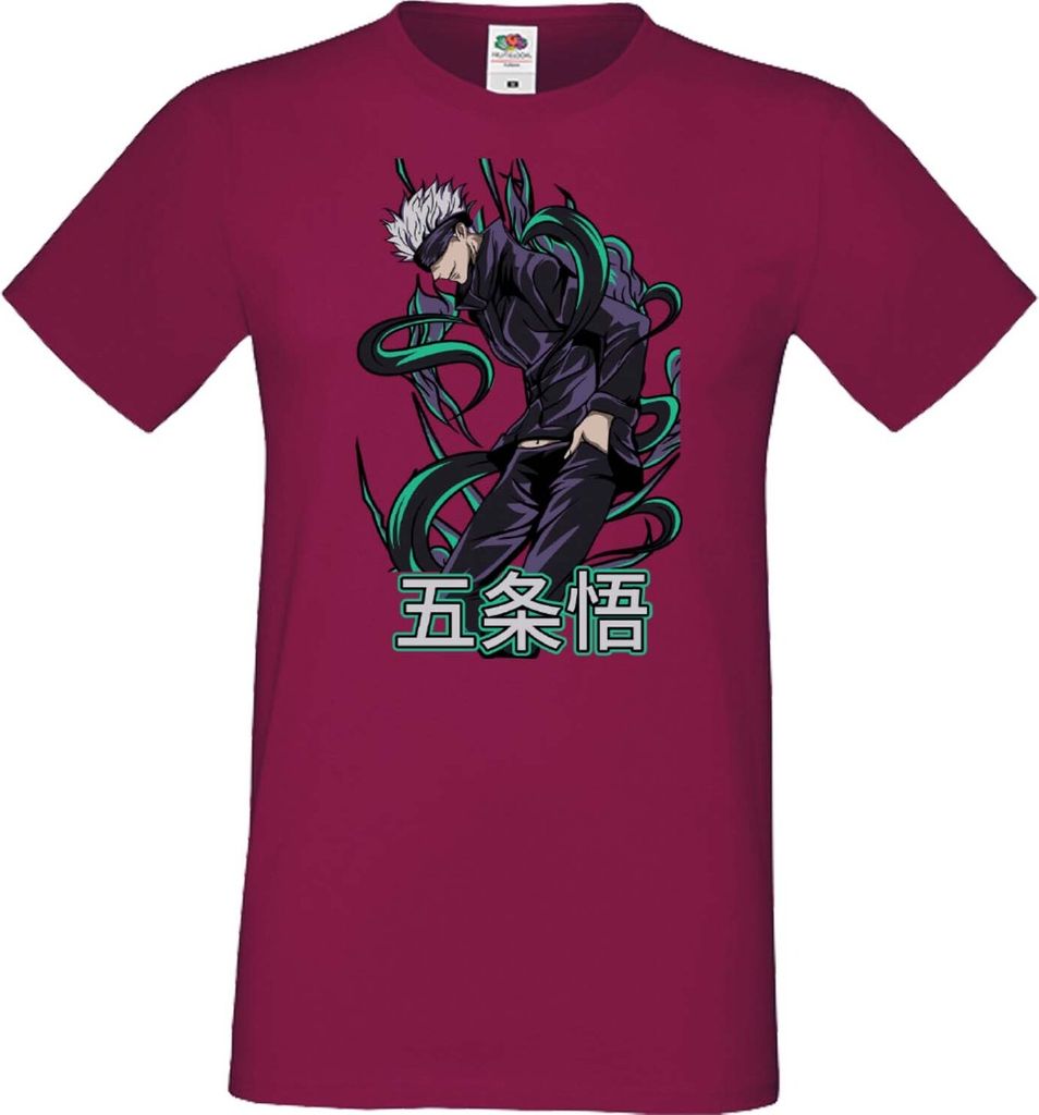 Herren T-Shirt Anime Manga Jujutsu Kaisen, Man S / Burgundy