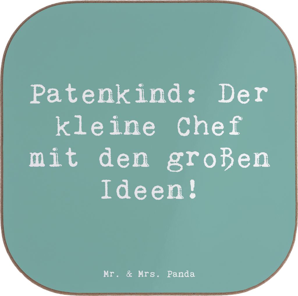 Mr. & Mrs. Panda Untersetzer Glas Spruch Patenkind Chef - Meeresbrise - Geschenk, Patenschaft, Geschenke, Tischschoner, gläseruntersetzer, Coaster...