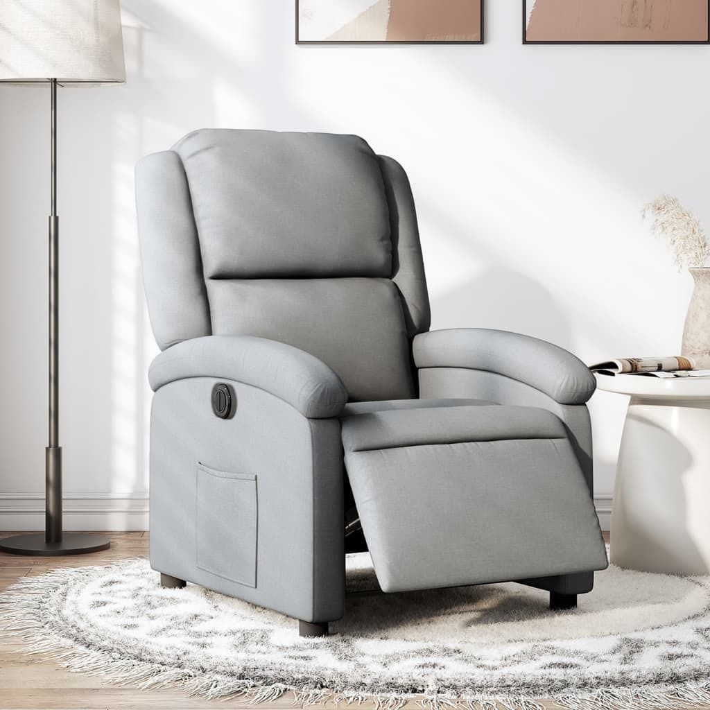 Relaxsessel Elektrisch Hellgrau Stoff , Klassische Sessel 2024 Neu
