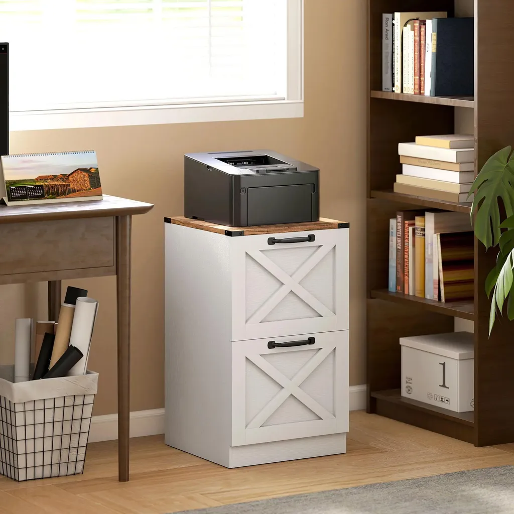Caisson de bureau à 2 tiroirs blanc - Meuble de rangement pour dossiers - 2