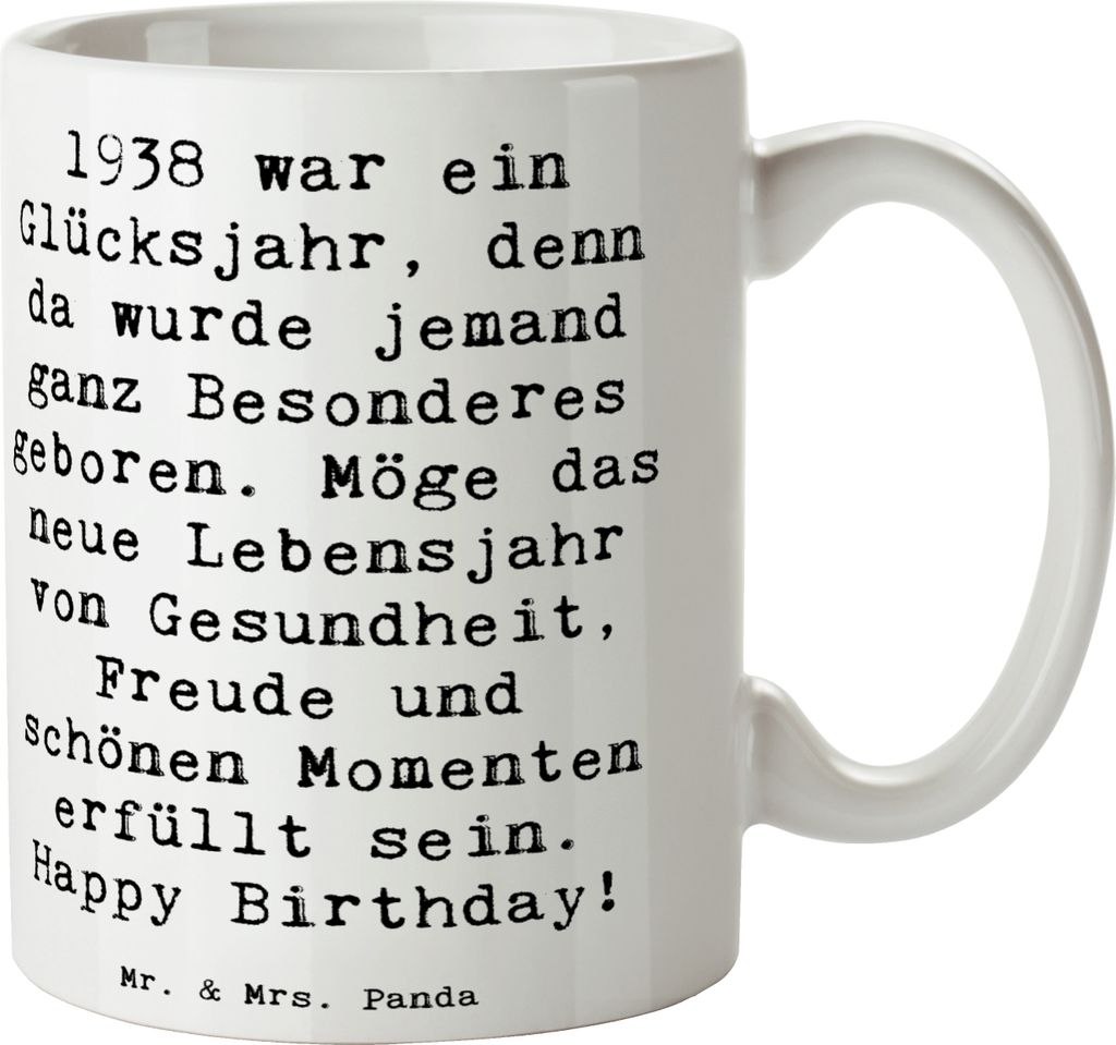 Mr. & Mrs. Panda Becher Spruch 1938 Geburtstag - Weiß - Geschenk, Pott, Jahrgang, Geburtstagsgeschenk, Alter, Trinkbecher, Jahr, Kaffeebecher, Hap...