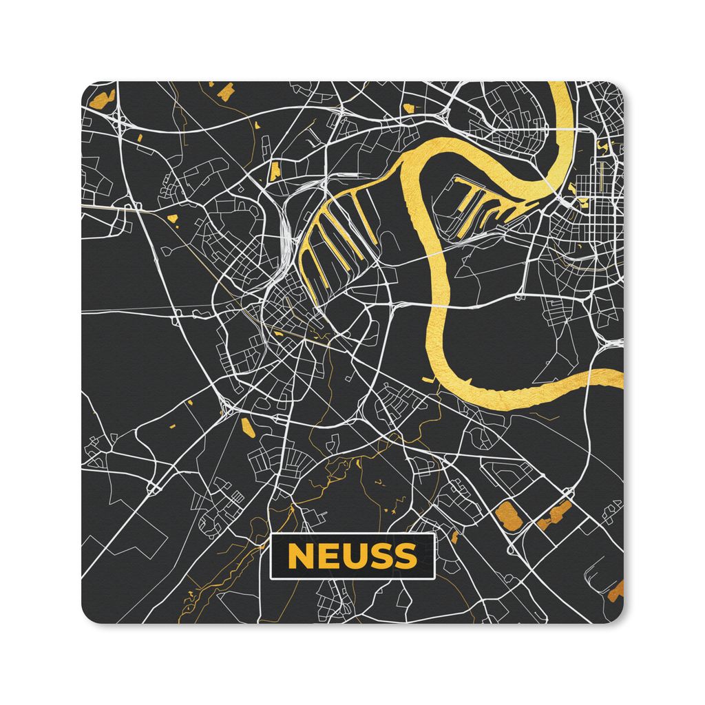 MuchoWow Mauspad Mousepad Neuss - Gold - Stadtplan - Karte - Deutschland 20x20 cm - Mousepads - Maus Mat - Pad - Mausunterlage - Desk Mat - Burea...