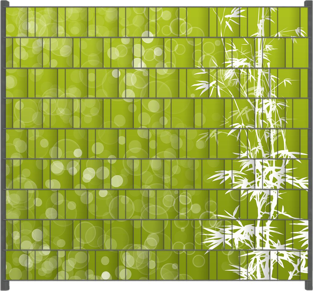 Wallario Zaunsichtschutz mit Motiv Bambusmuster grün-weiß für Ein- und Doppelstabmatten Zäune in der Größe 200 x 180 cm