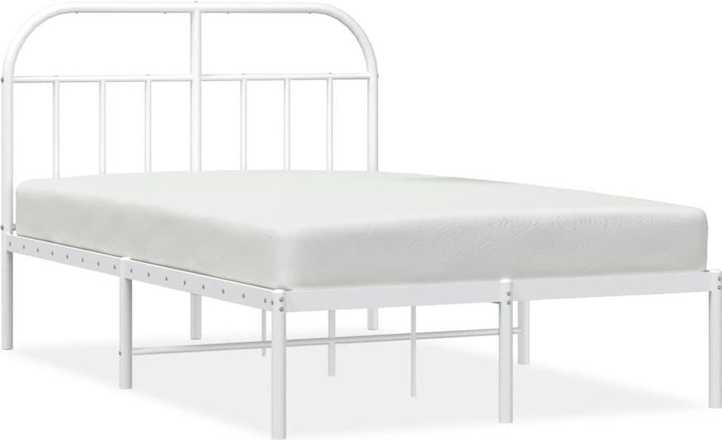 vidaXL Posteľný rošt s čelom kovový biely 120x200 cm Obrázok produktu 