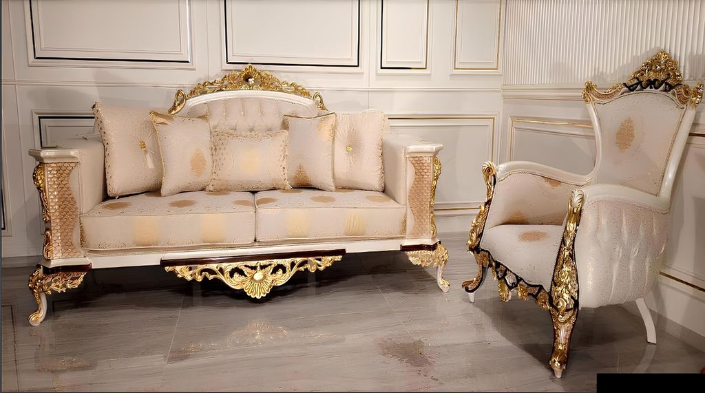 Dreisitzer Sofa 3 Sitzer Klassische Sofa Sofas Couch Stoff Stil Barock Möbel Neu