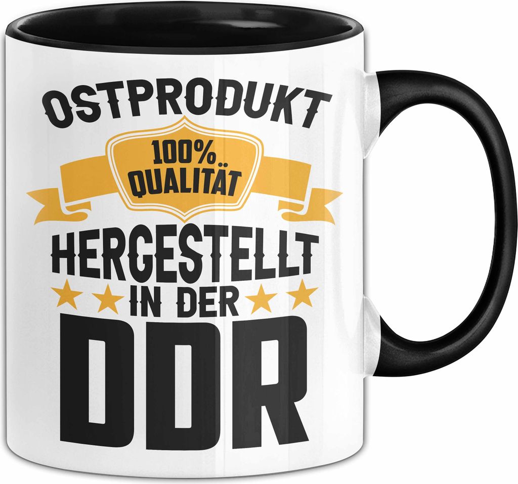 Ddr Tasse Geschenk 100% Hergestellt In Der Ddr Ostprodukt Ostdeutschland (Schwarz)