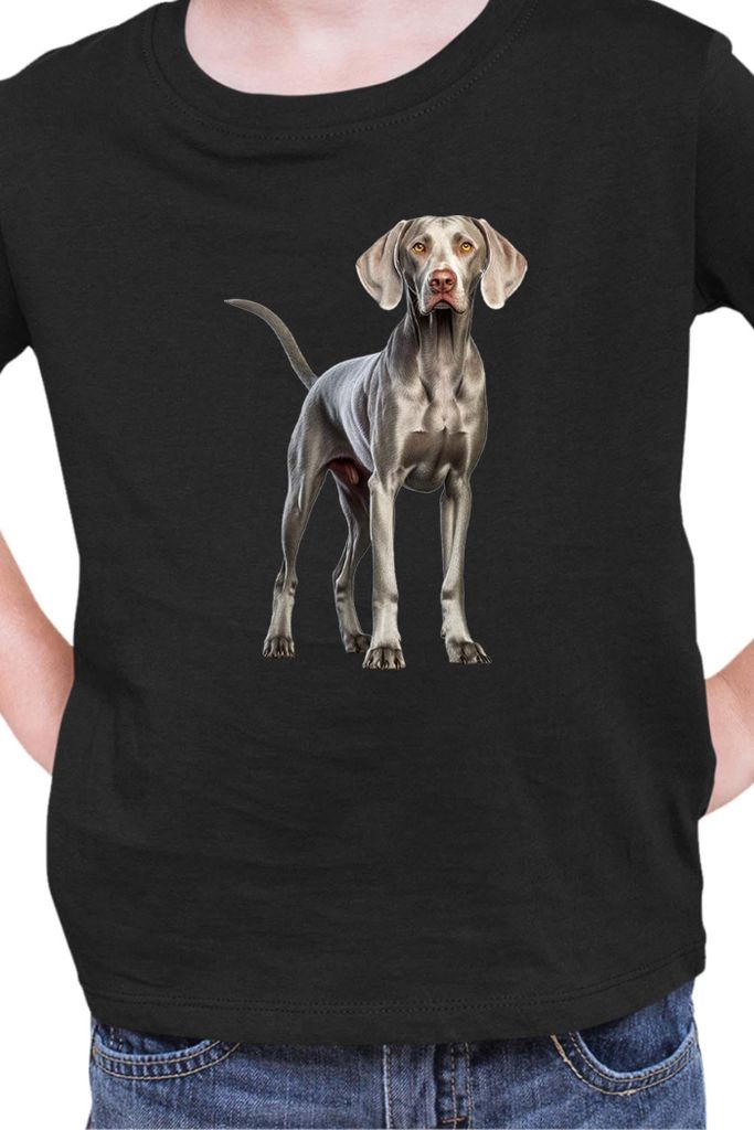 Kinder T-Shirt Dogs Breeds Weimaraner Dog Breed 005, 5-6 Jahr - 116 / Schwarz