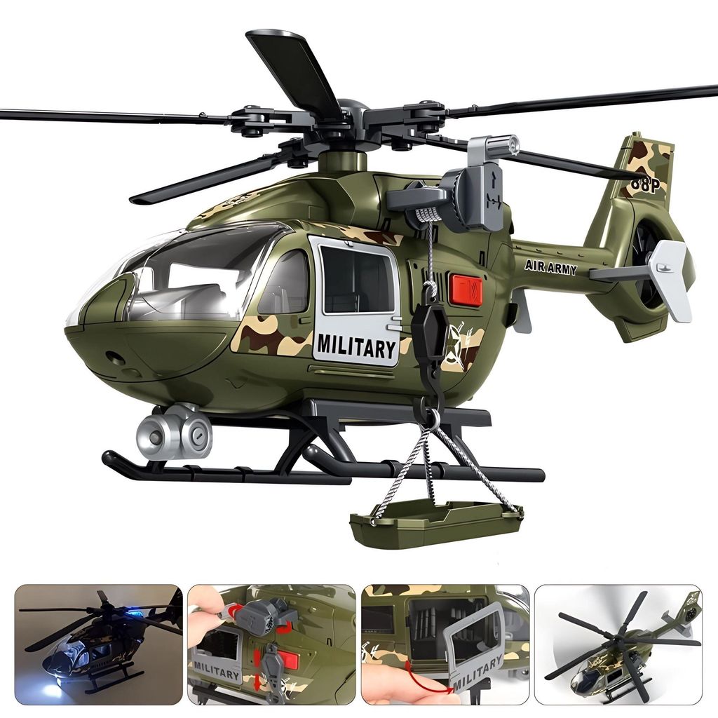 Militär Hubschrauber Spielzeug Rettungshubschrauber mit Licht Sound Seilwinde