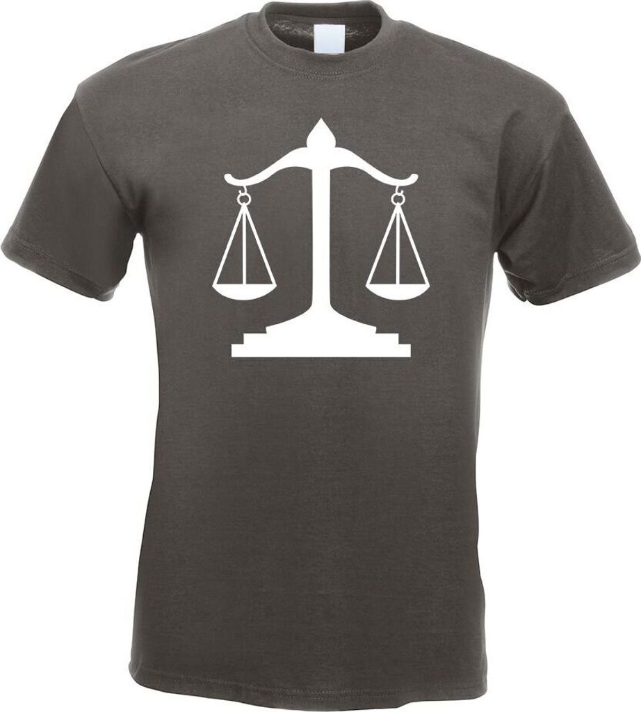 Kiwistar - T-Shirt - Graphit - Waage Gericht Anwalt Justitia Motiv Bedruckt Funshirt Design Print - mit Motiv Bedruckt - Funshirt Design - Sport - ...