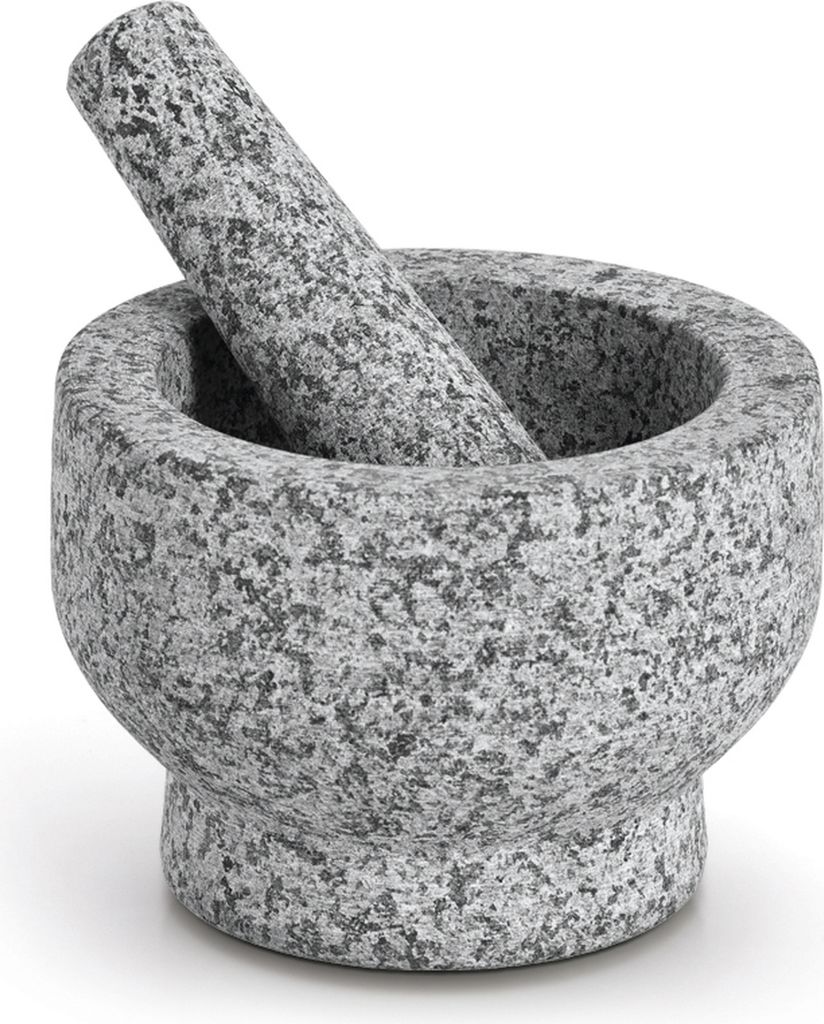 ZELLER 24523 Mörser und Stößel-Set 14 x 10 cm Granit, grau
