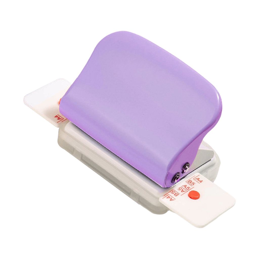 Loch Puncher Taschengröße Nicht-Rutsch-Handheld komfortable Grip Labour Saving Stanzen Plastik Notebook Tagebuch 6 Loch Punch Student Supplies-Lila