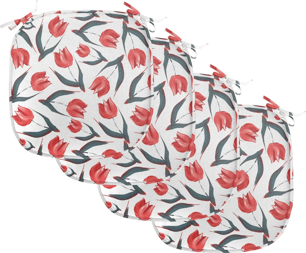Coussin de Chaise Tulipe avec Sangles pour Cuisine et Salle à Manger x4