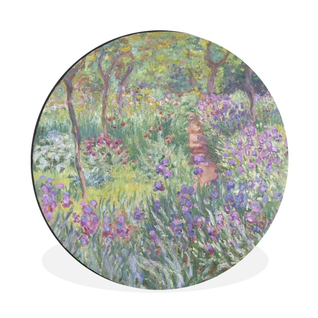MuchoWow Aluminium Wandkreis Der Garten des Künstlers in Giverny - Gemälde von Claude Monet Ø 60 cm Wanddeko Modern Wohnzimmer - Wand Kreis - ...