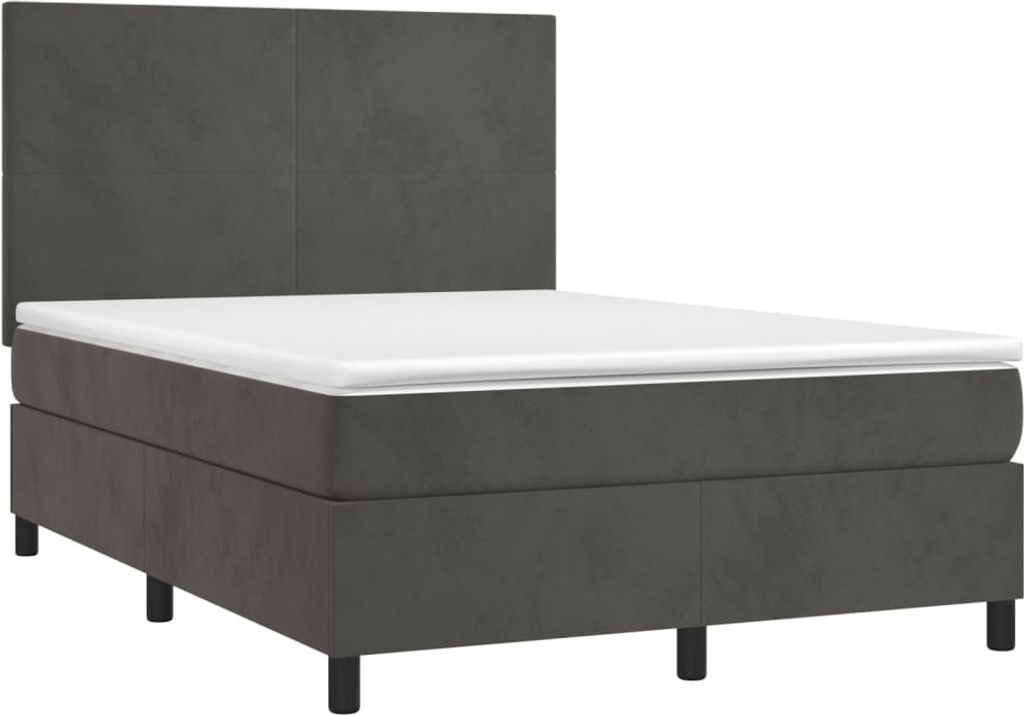 vidaXL Boxspringbett mit Matratze Dunkelgrau 140x200 cm Samt