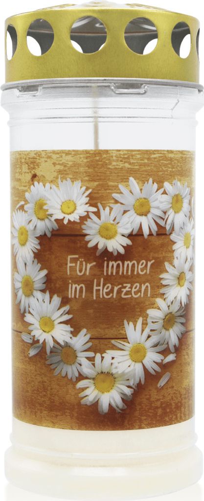 Memoriam mit Golddeckel Motiv "Für immer im Herzen" Produktbild 
