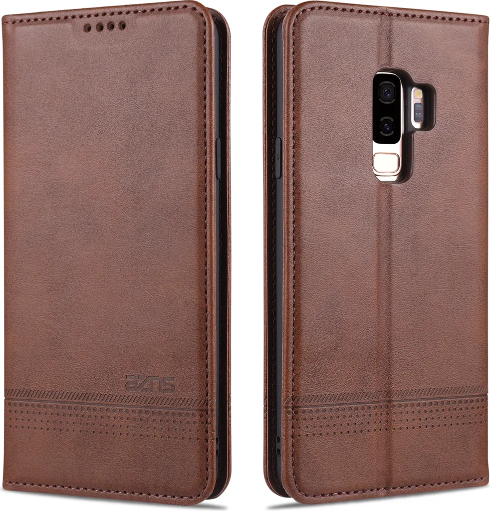 Custodia Samsung S9 Plus, Portafoglio con chiusura magnetica e supporto, Custodia Flip in pelle per Samsung Galaxy S9 Plus Caffè