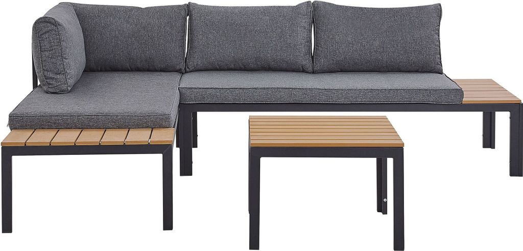 BELIANI Lounge Set Grau Kunstholz Aluminium 4-Sitzer inkl. Couchtisch und Auflagen Modern Terrasse Outdoor