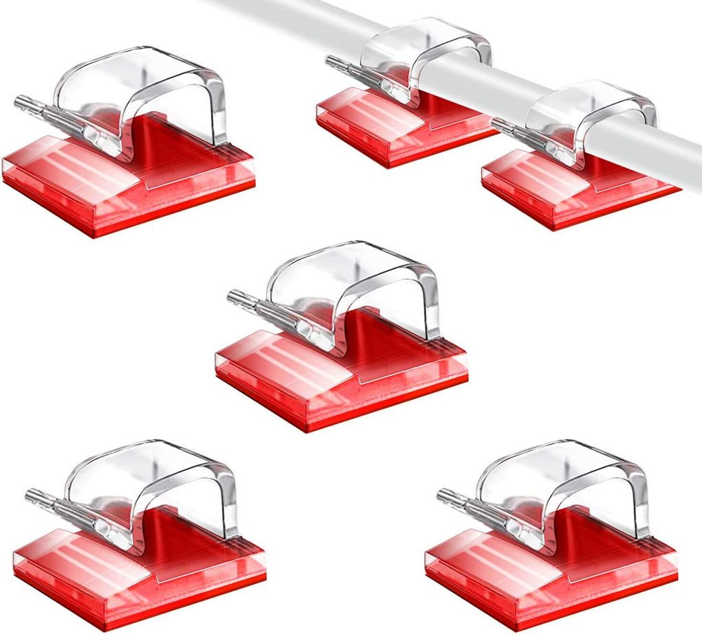 50 Stück Stark Selbstklebende Kabel-Management-Clips, Kabel-Organizer für TV, PC, Laptop, Ethernet Kabel, Desktop, Heim, Büro (Transparent)