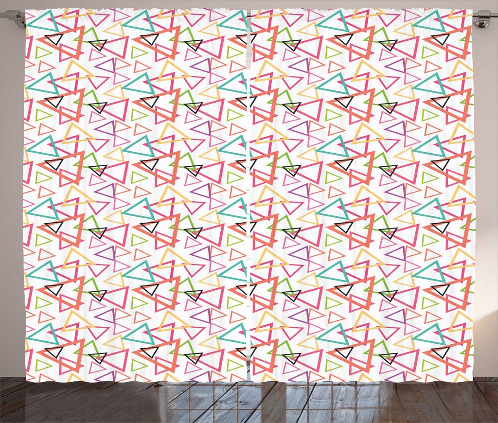 ABAKUHAUS Geometrisch Rustikaler Gardine, Angular Tribal Motive, Schlafzimmer Kräuselband Vorhang mit Schlaufen und Haken, 280 x 245 cm, Mehrfarbig