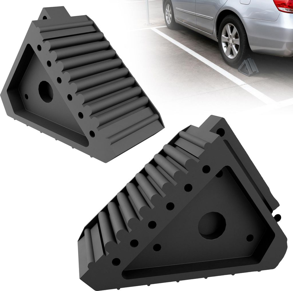 LZQ Gummi-Unterlegkeile 2er Set, Rutschfeste, stabile Radkeile mit Griff für Auto, Wohnwagen, Wohnmobil & Anhänger