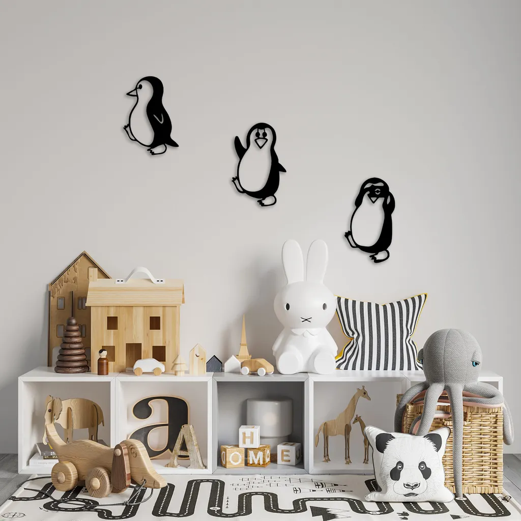Wallity Penguins 297 Décoration Murale en Métal Noir de 20 x 29 cm