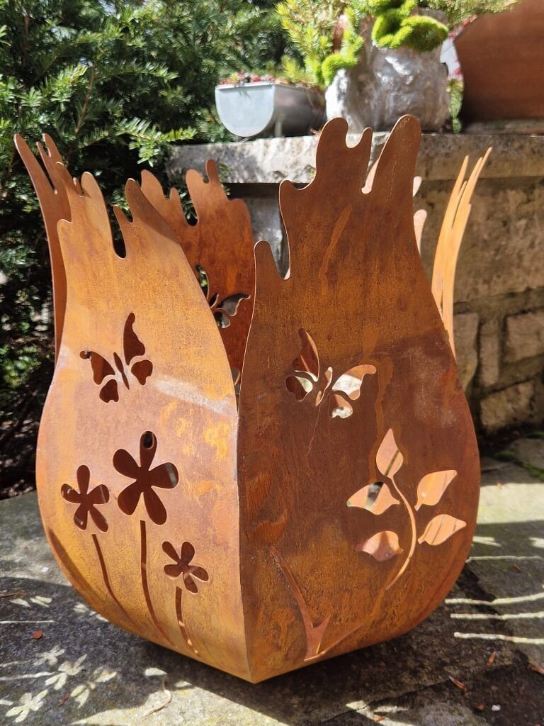 Edelrost Windlicht Schmetterlinge Edelrost Windlicht Schmetterlinge - 45 cm