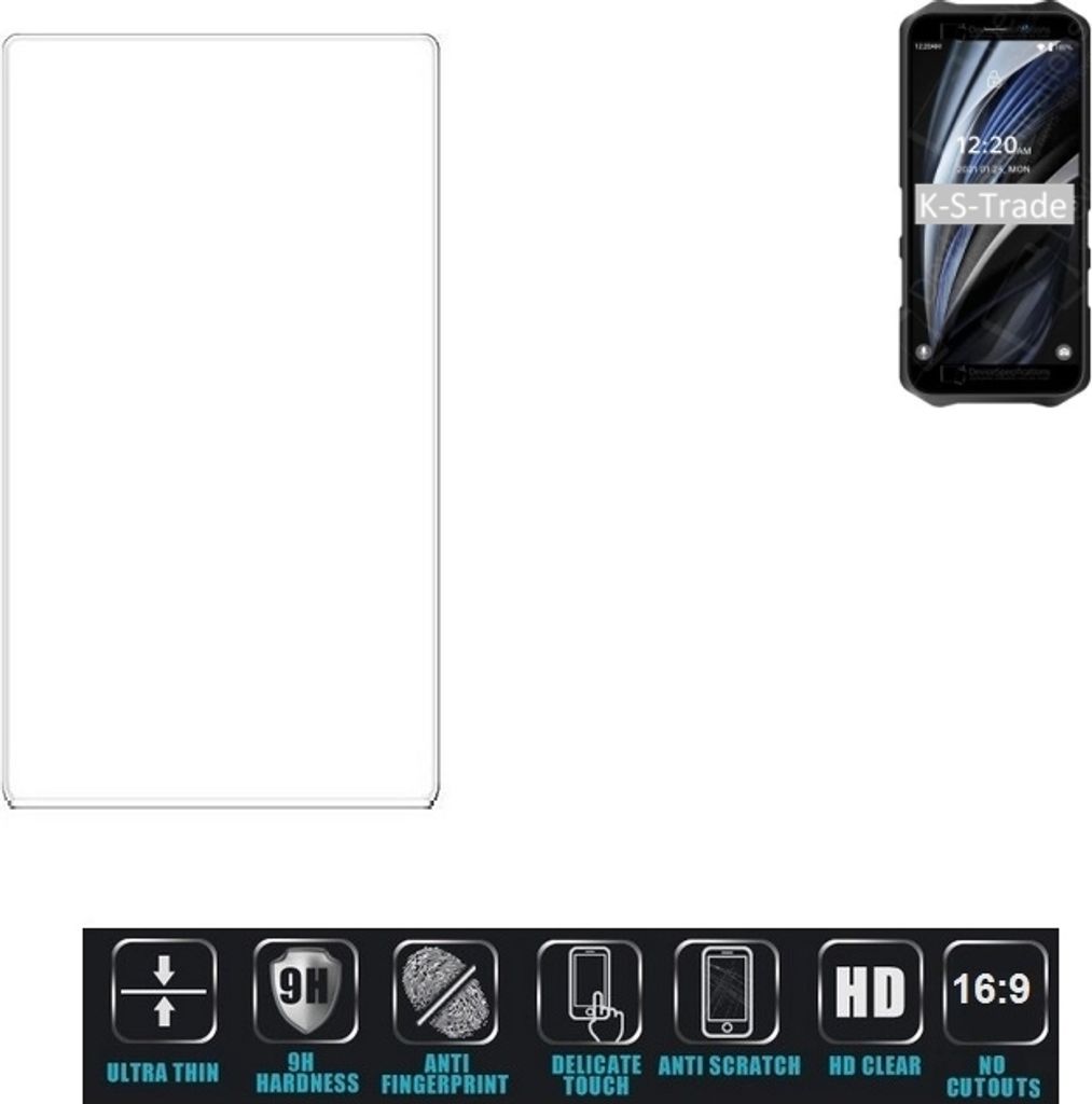 K-S-Trade Displayschutzglas kompatibel mit Oukitel WP12 Pro Hartglas Schutzfolie Glasfolie 16:9 Format, bedeckt keine Seitenbereiche