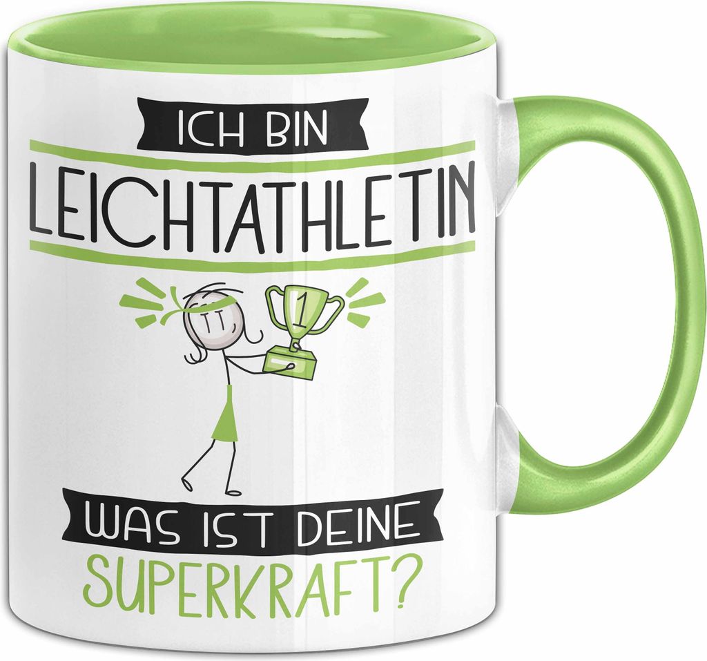Leichtathletin Geschenk Tasse Ich Bin Leichtathletin Was Ist Deine Superkraft Geschenkidee Lustig Geburtstag Weihnachten (Grün)