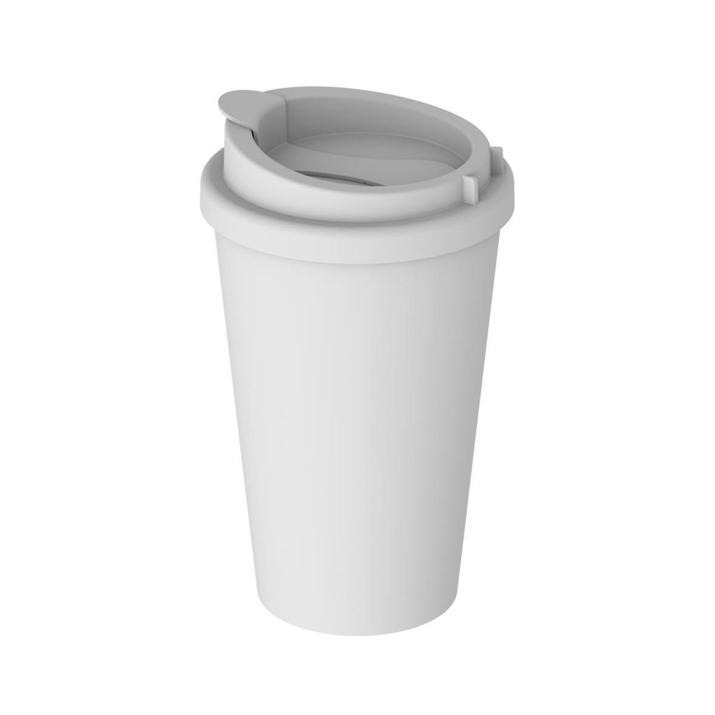 Kaffeebecher PremiumPlus Coffee Mug 350 ml – Doppelwandiger Kunststoff-Kaffeebecher mit Verschlussdeckel, Germany, für unterwegs - Weiß