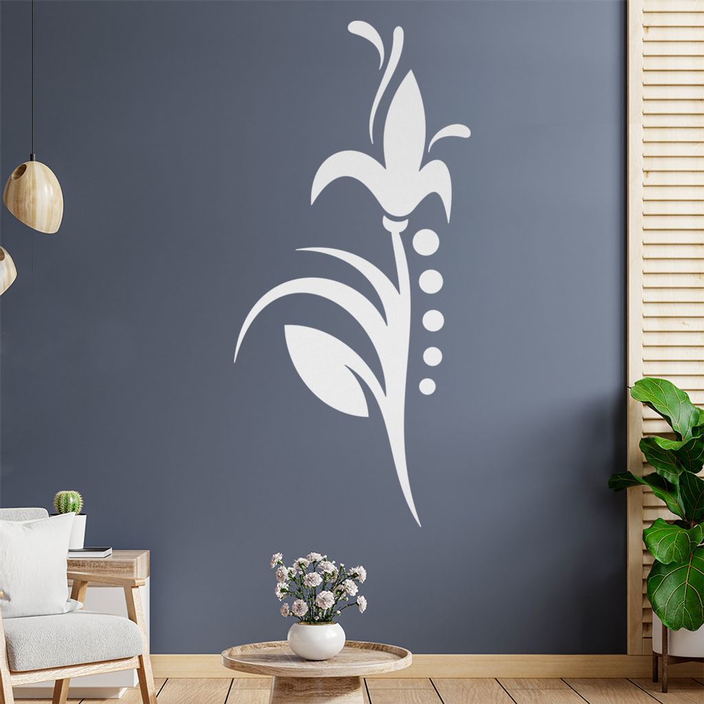Blume - Linien Punkte Wandtattoo in 6 Größen - Wandaufkleber Wall Sticker - Dekoration, Küche, Wohnzimmer, Schlafzimmer, Badezimmer