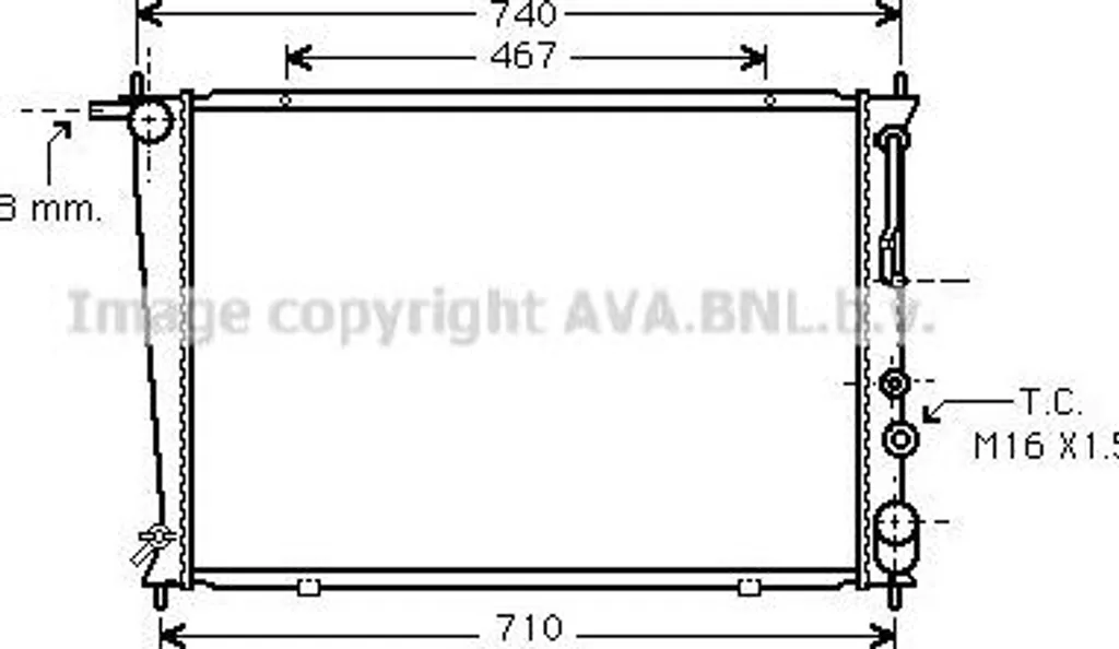 Radiateur moteur aluminium AVA HY2050 robuste - Compatible OE 253104A050