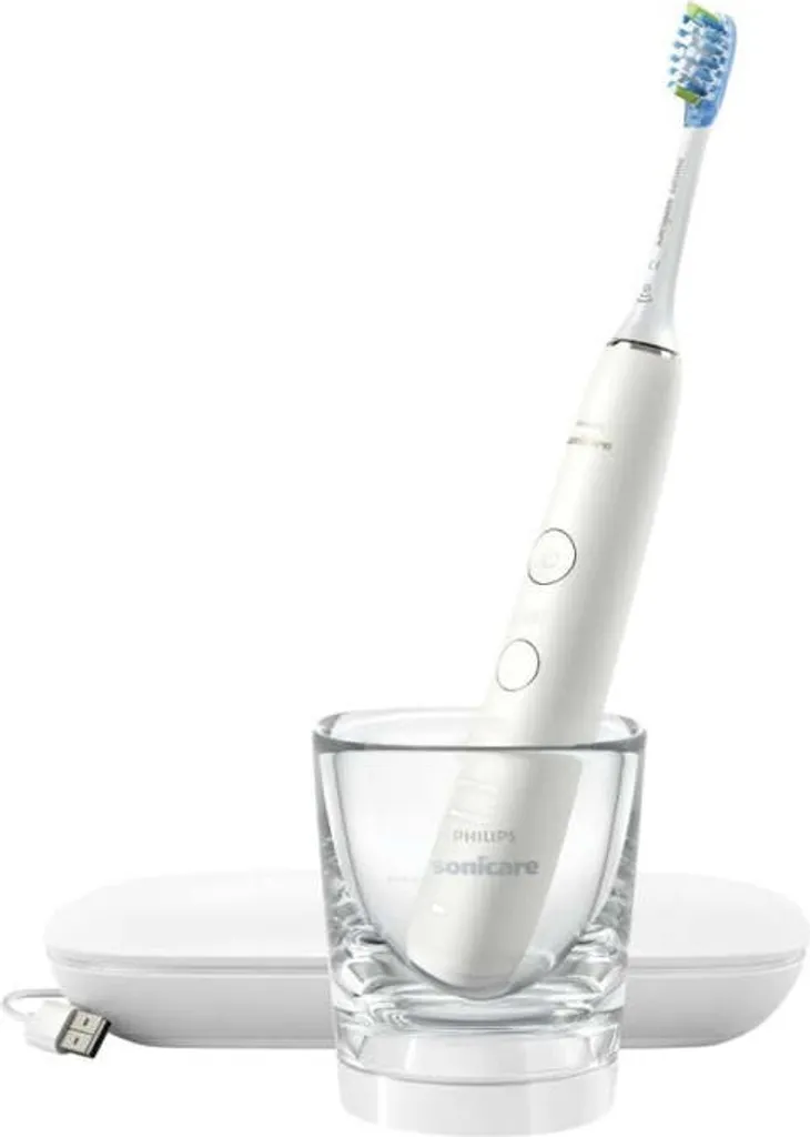 Sonicare DiamondClean 4 Modes Philips : Brosse Blanche et Verre Chargeur