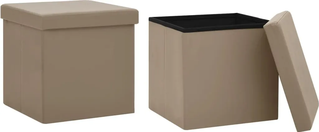 Lot de 2 Tabourets Rangement PVC pour Salon - Marron Cappuccino Chic