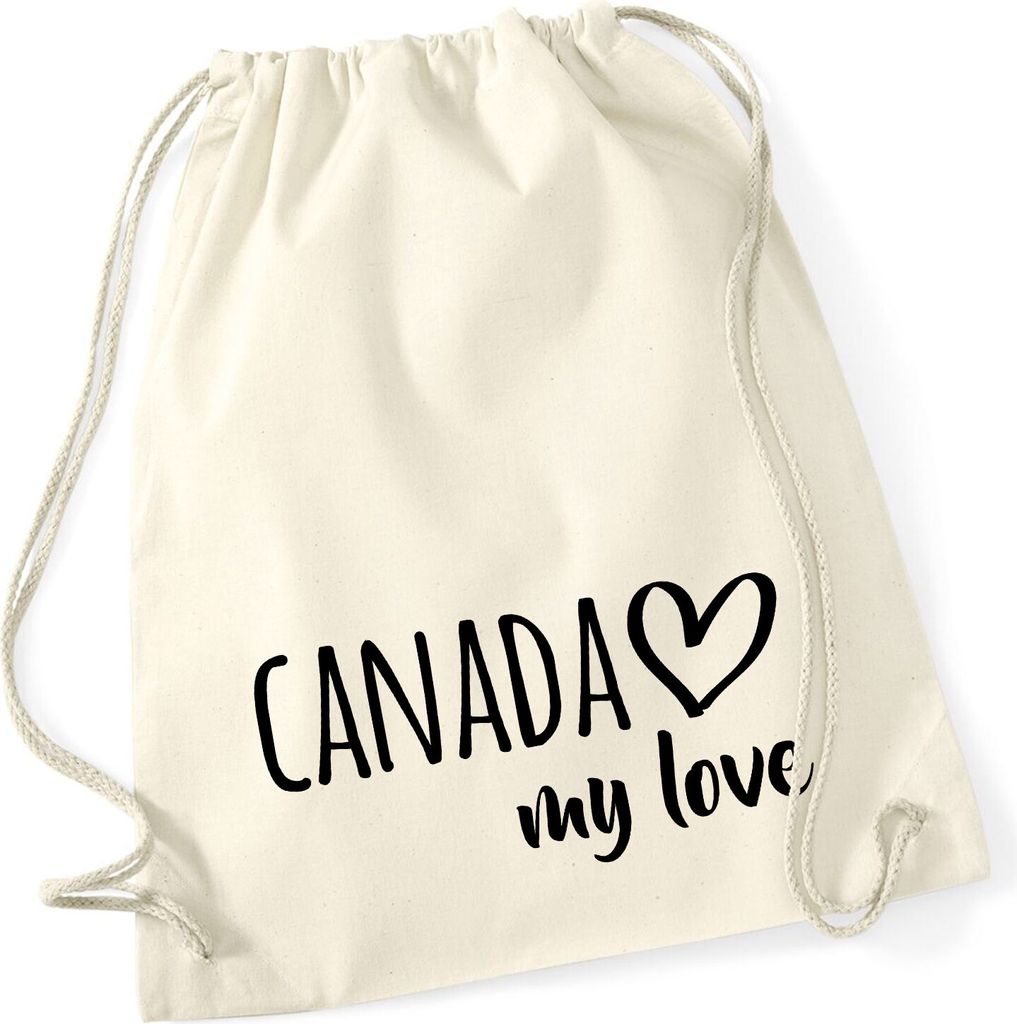 Huuraa Turnbeutel Canada my love 12 Liter Natural Baumwolle Rucksack Geschenkidee