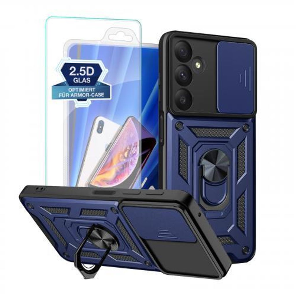 Armor Hülle Camera Protect für Samsung Galaxy A Serie - Farbe: Blau + 9H Displayglas - Modellkompatibilität: Für Samsung Galaxy A55 5G